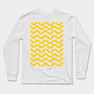 Yellow horizontal wavy lines pattern Long Sleeve T-Shirt